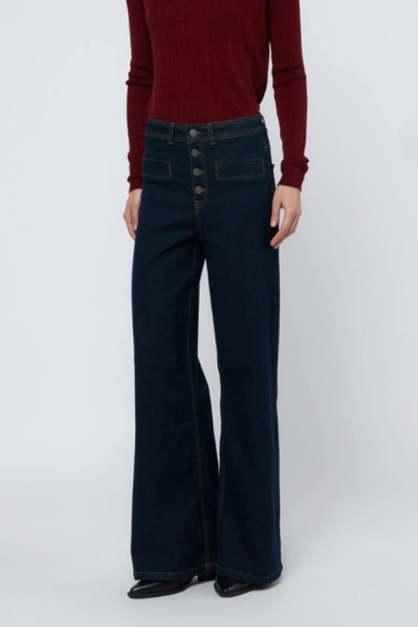 BLUE HIGH WAIST STRAIGHT LONG JEAN